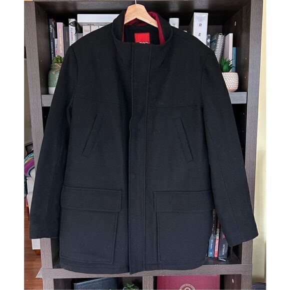 IZOD Men’s Wool Blend Peacoat In Black Size Large - Picture 1 of 7